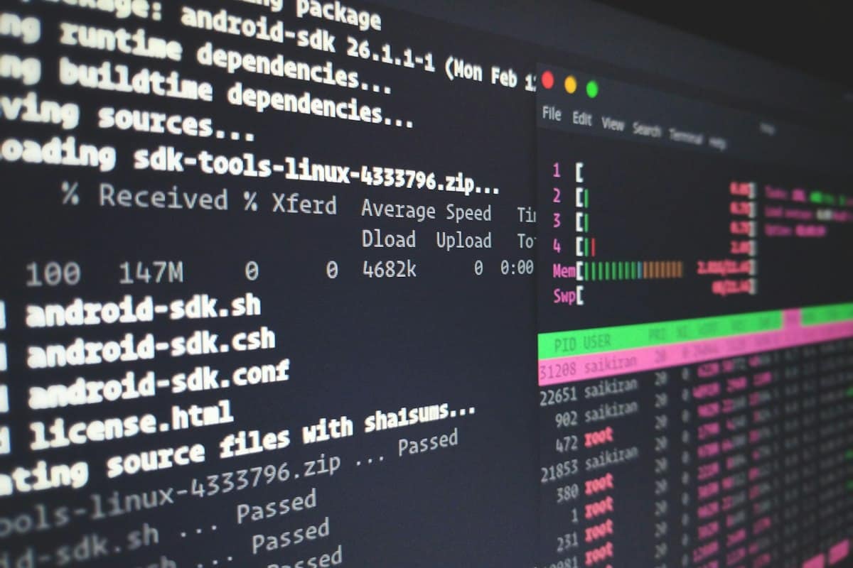 Terminal output from installing Android SDK packages