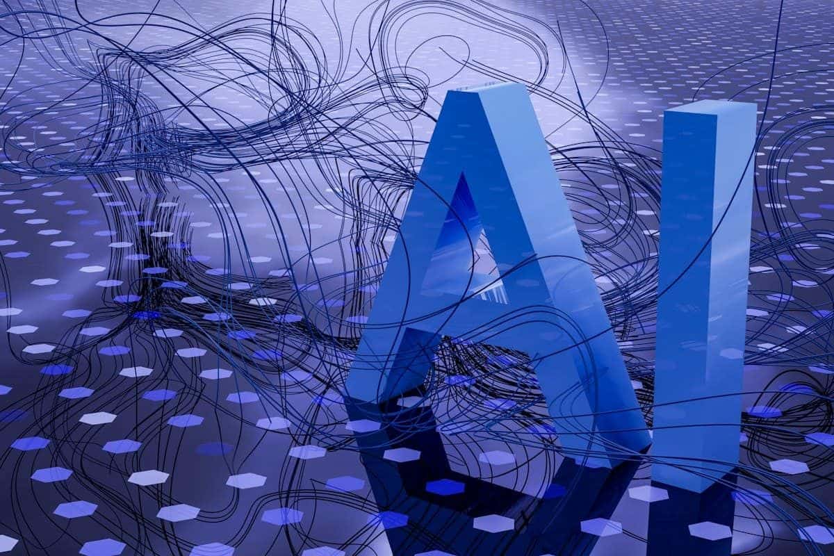 An illustration of artificial intelligence connected to a network of data